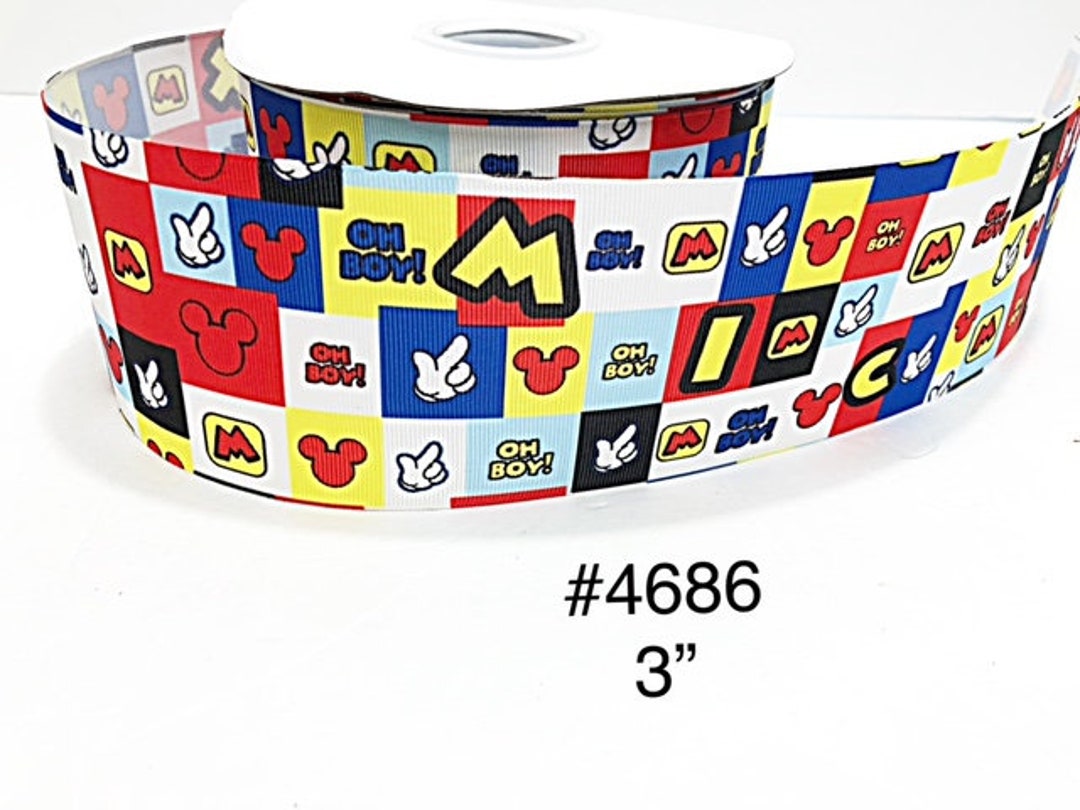 2/3/5 Yard 3 Mickey Mouse Letter M, Head, Hand on Multi Color Jumbo ...