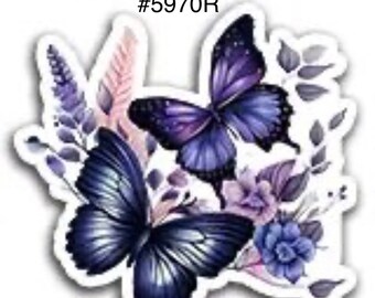 3 or 5 pc Blue and Purple Butterfly and Flower  Planar Resin Flat back Cabochon Hair Bow Center Craft Supply