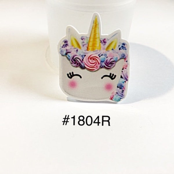 3 or 5 pc Food Dessert Unicorn Cake with Gold Horn and Flower Icing Planar Resin Flat back Cabochon Hair Bow Center Craft Supply