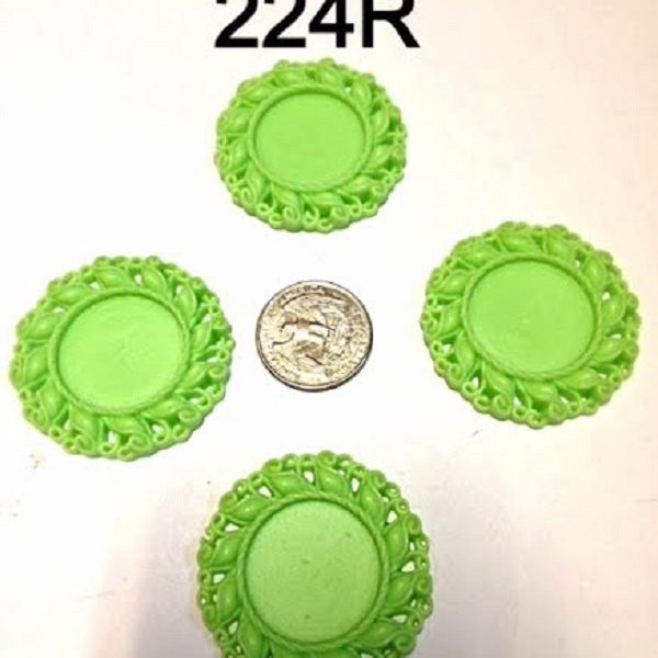 3 or 5 pc Lime Green Cameo Resin #224R Flat back Bottle cap for Bow center or pendant Craft Supply