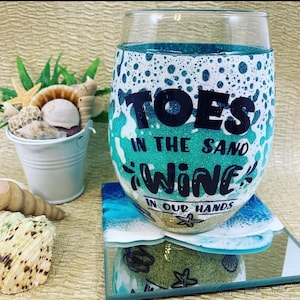 Wine glasses resin ocean