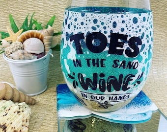 Wine glasses resin ocean