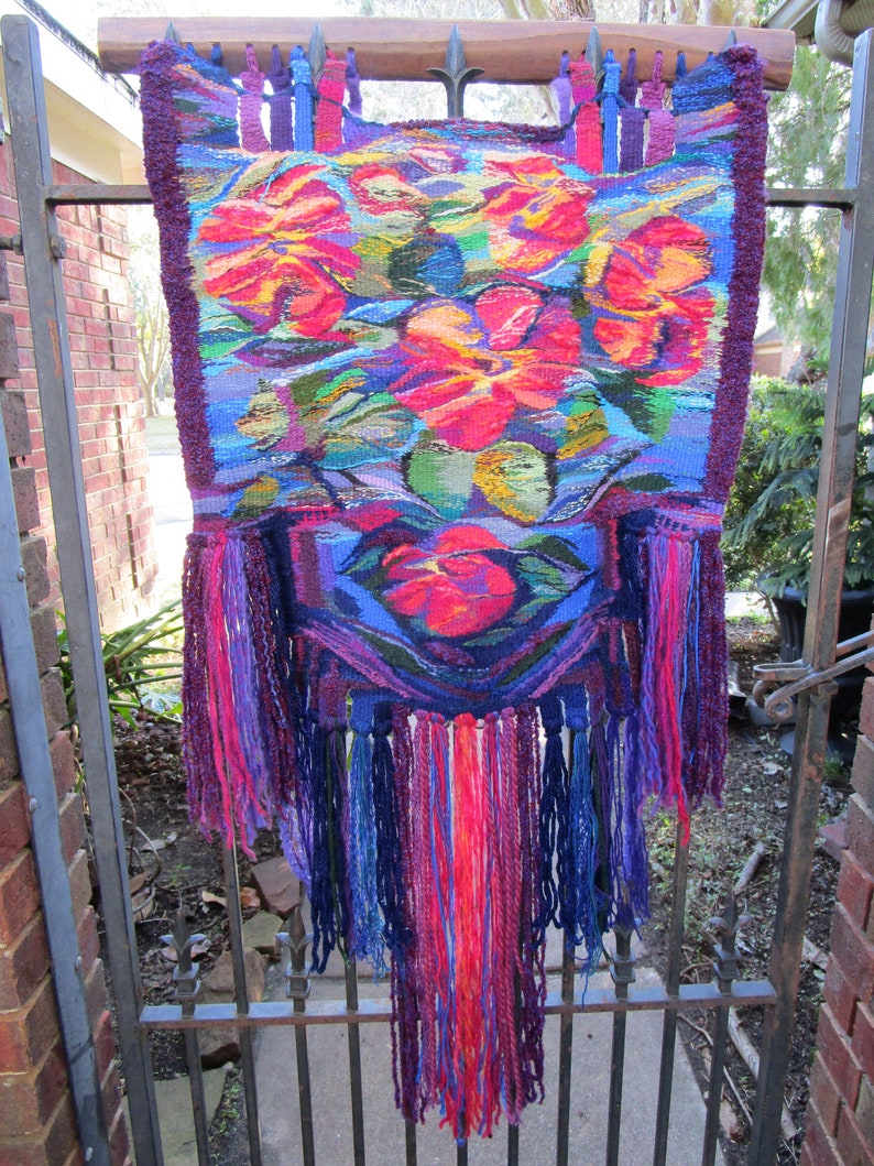 Vintage Woven Wall Hanging With a BLAST of Colors HANDWOVEN Etsy