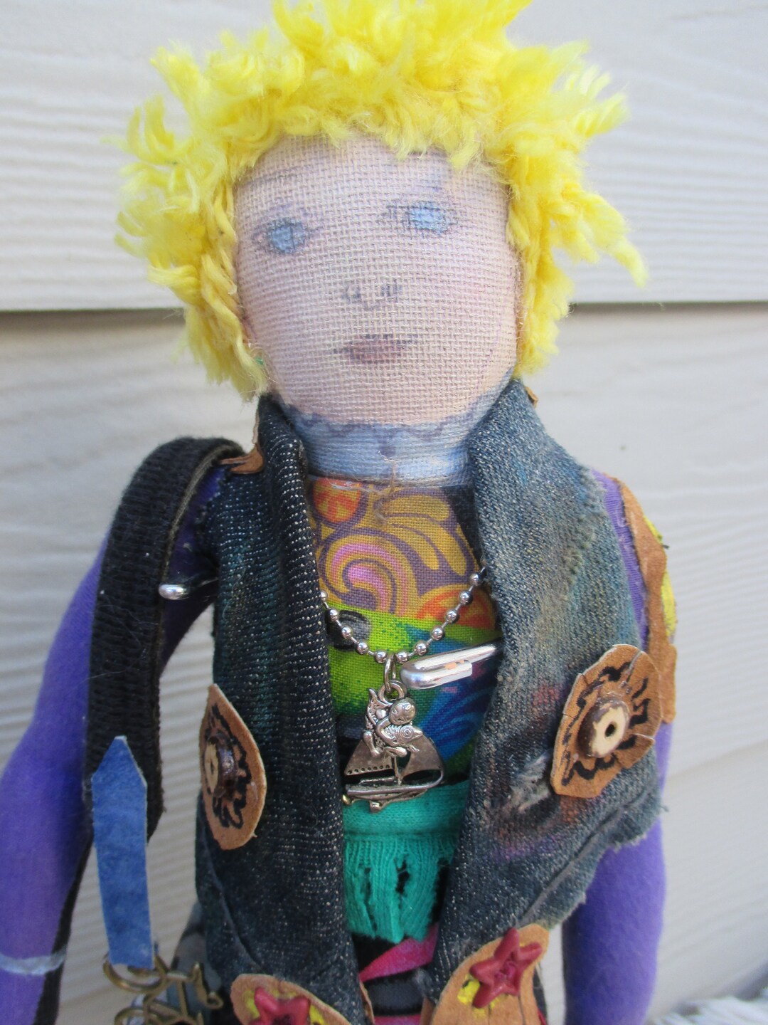 BILLY IDOL Rocker Doll, Handmade, With Fabric From Repurposed Materials ...