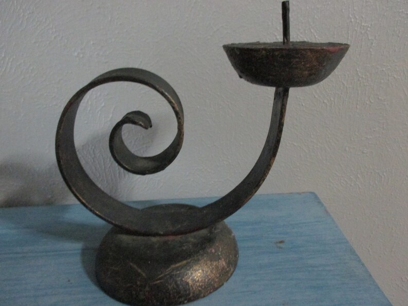 Mexican Aged Wrought Iron Candle Holder That is Heavy Etsy