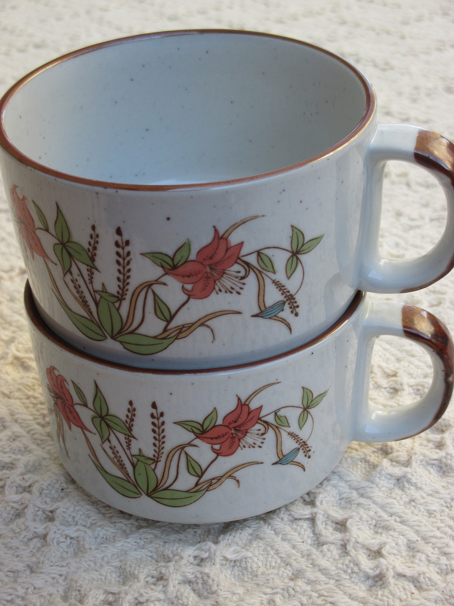 Set of Ceramic Vintage Soup CUPS With Handles. Great for Rice Etsy