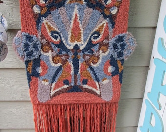 1970, Beautiful Hand-Woven Wall Hanging with Fabulous Spring Colors.