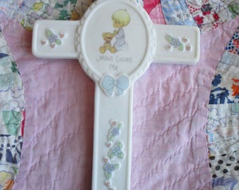 Precious Moment Cross made by Enesco in 1990, " Titled Jesus Loves Me."