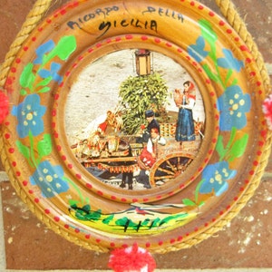 Historical Souvenir of Sicily, Handcrafted with Photo of SICILIAN Wagon and Family.