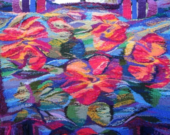 Vintage Woven Wall Hanging with a BLAST of Colors, HANDWOVEN Collectible Fiber Art Piece.