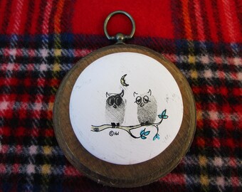 Handmade Owls on a Tree Branch, Made with Fingerprints, and Imagination!