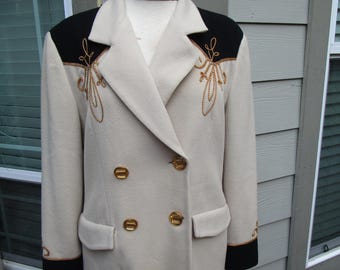 Vintage Double Breasted, Western Style Wool Blazer Made by Focus 2000 Company.