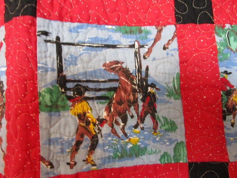 Vintage Cowboy Quilt, Throw, TV Throw, Cover Up, Perfect for Childs