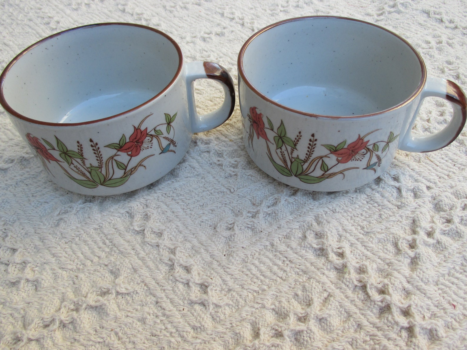 Set of Ceramic Vintage Soup CUPS With Handles. Great for Rice Etsy