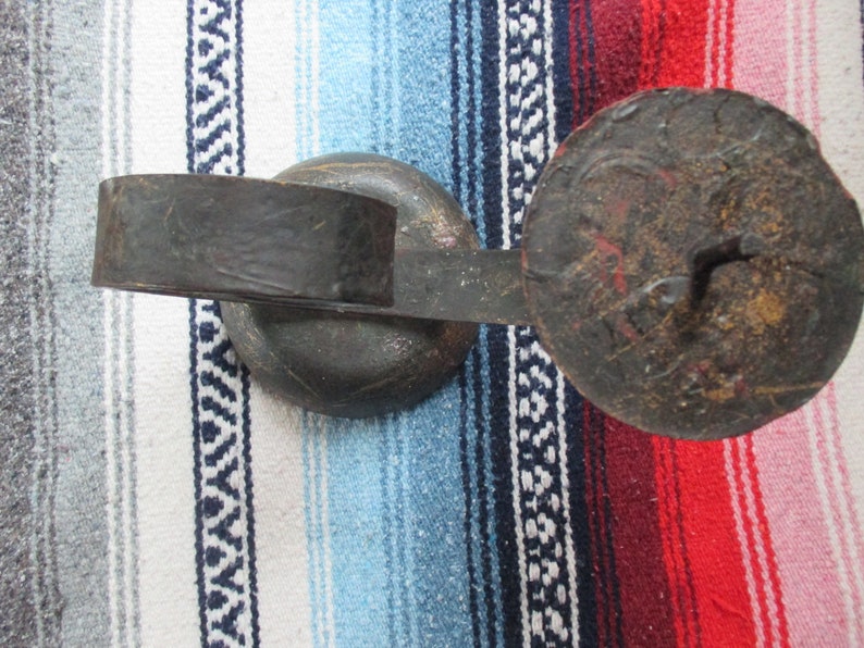 Mexican Aged Wrought Iron Candle Holder That is Heavy Etsy