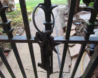 Cowboy themed IRON, Large Skeleton Set of 4 Keys on a Large Ring.