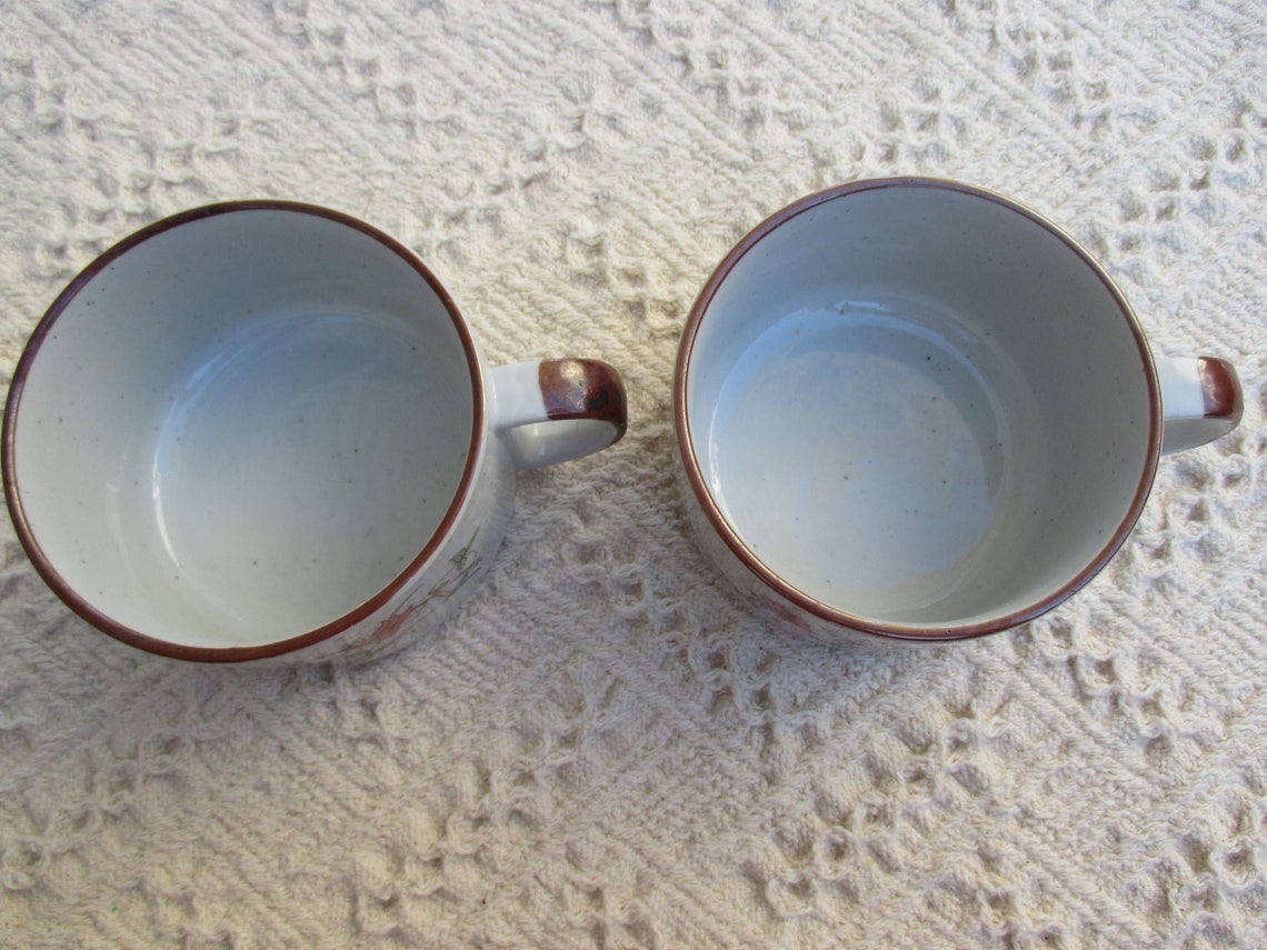 Set of Ceramic Vintage Soup CUPS With Handles. Great for Rice Etsy