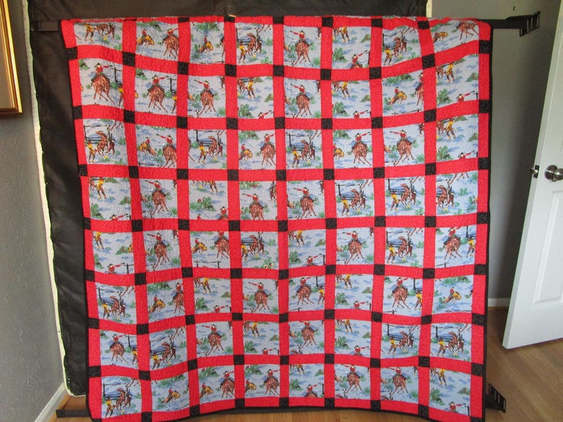 Vintage Cowboy Quilt, Throw, TV Throw, Cover Up, Perfect for Childs