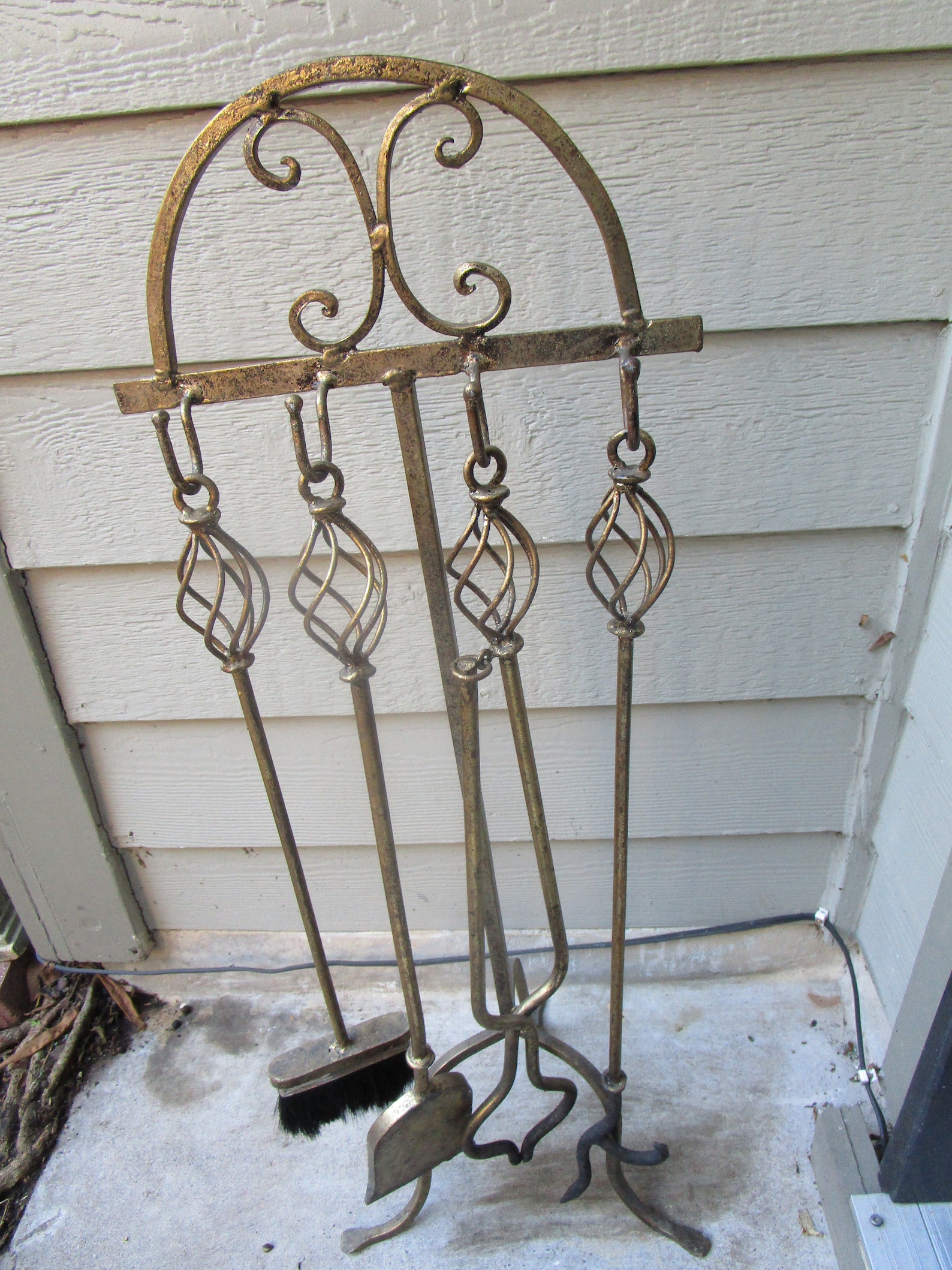Vintage Wrought Iron Twisted HANDLE Fireplace Tools With Etsy