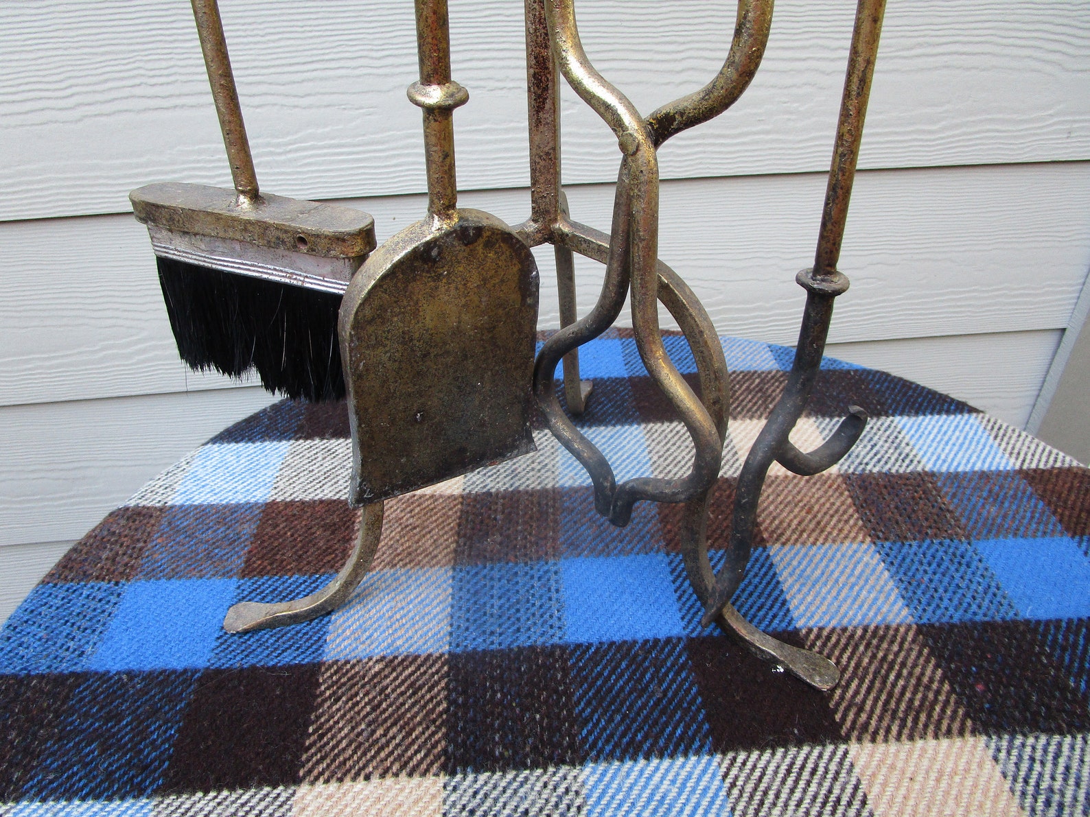 Vintage Wrought Iron Twisted HANDLE Fireplace Tools With Etsy