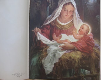 Vintage IDEAL BOOK " A Treasure of Christmas Religious ART" Published in 1961, Beautiful Photos and Inscription from 1965.