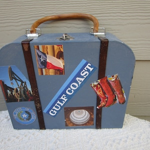 Adorable Hand Decorated Little Cardboard Suitcase made by a Texas Fan!!! Yeeehaw!