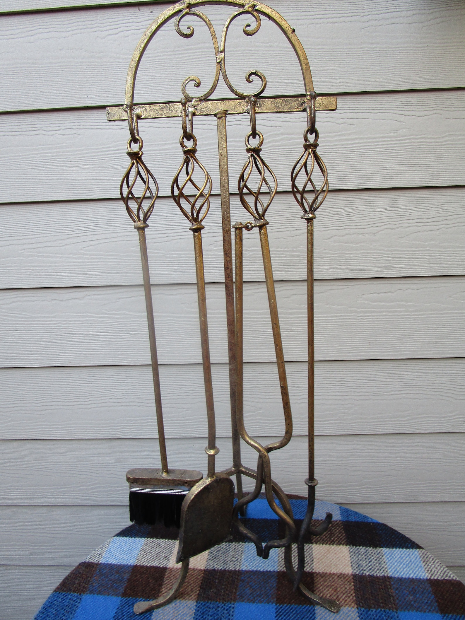 Vintage Wrought Iron Twisted HANDLE Fireplace Tools With Etsy