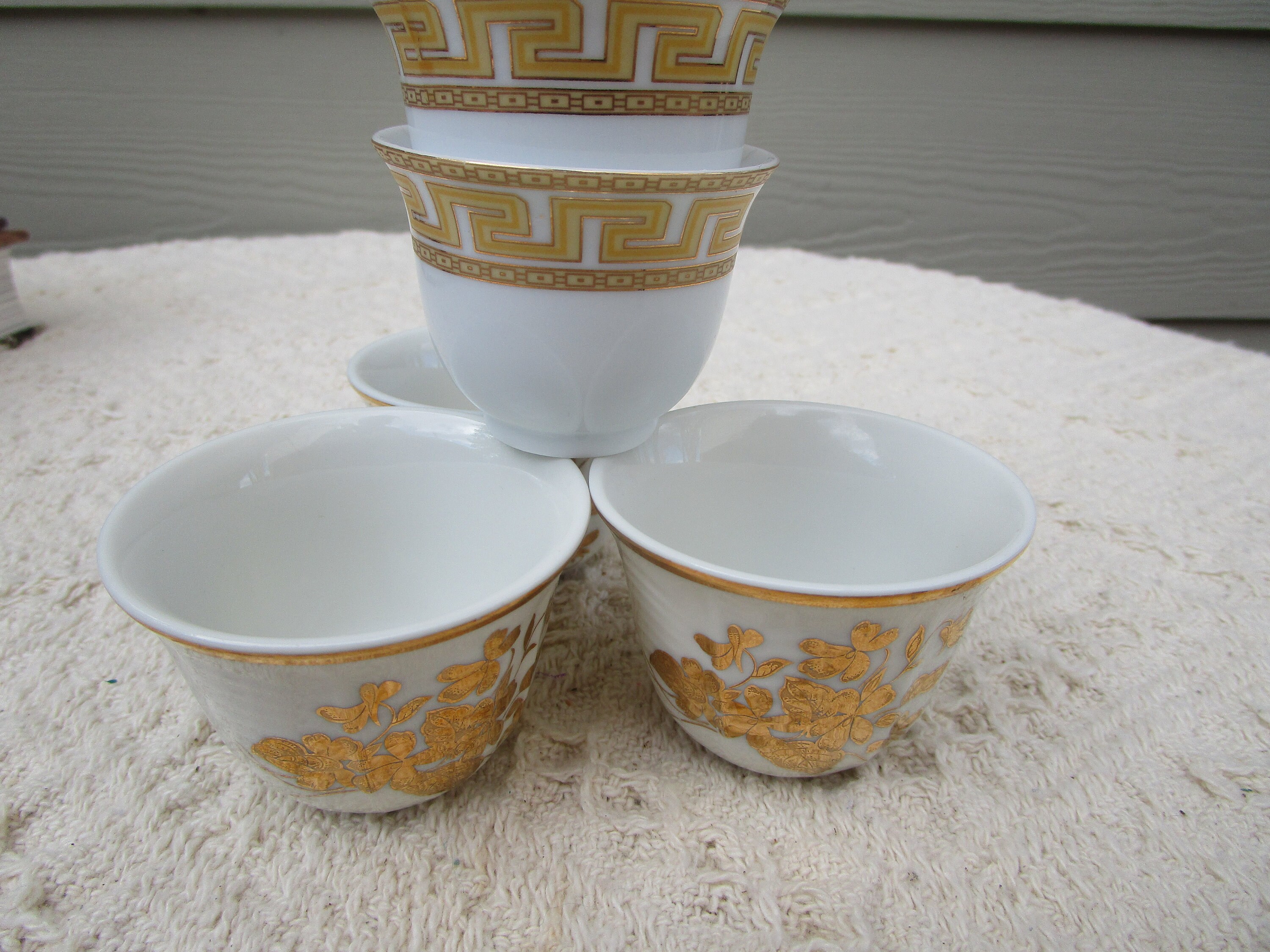 Set of Vintage Japanese Porcelain Sake Cups, Mixed Patterns