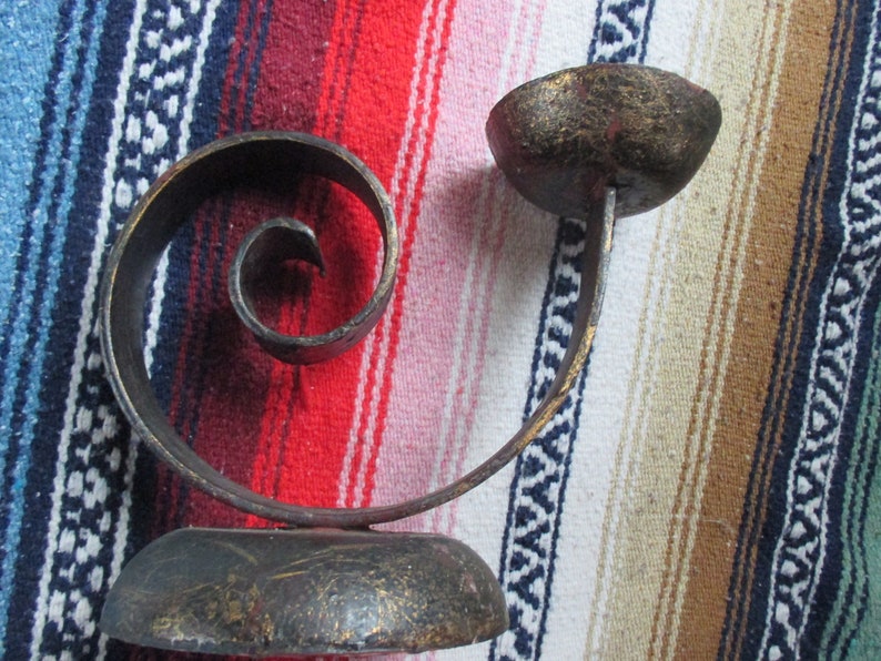 Mexican Aged Wrought Iron Candle Holder That is Heavy Etsy