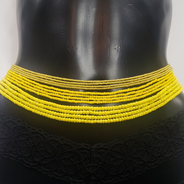 Yellow Waist Beads, 42-Inch Tie-On, Large or Small Beads