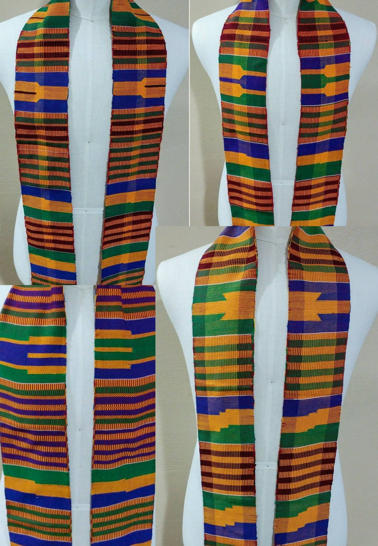 Authentic African Kente Cloth Stole Scarf Made in Ghana Etsy