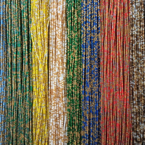 Multicolor African Waist Beads, Variety of Mixed Colors, Tie-on Cotton Strings 44 Inches