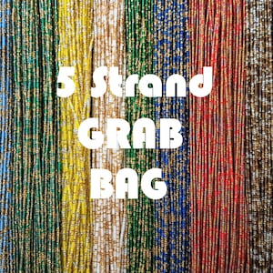 Mystery African Waist Beads, Grab Bag of 5 Strands, Glass Waist Beads, Cotton Tie-on Strings 42 to 44 Inches