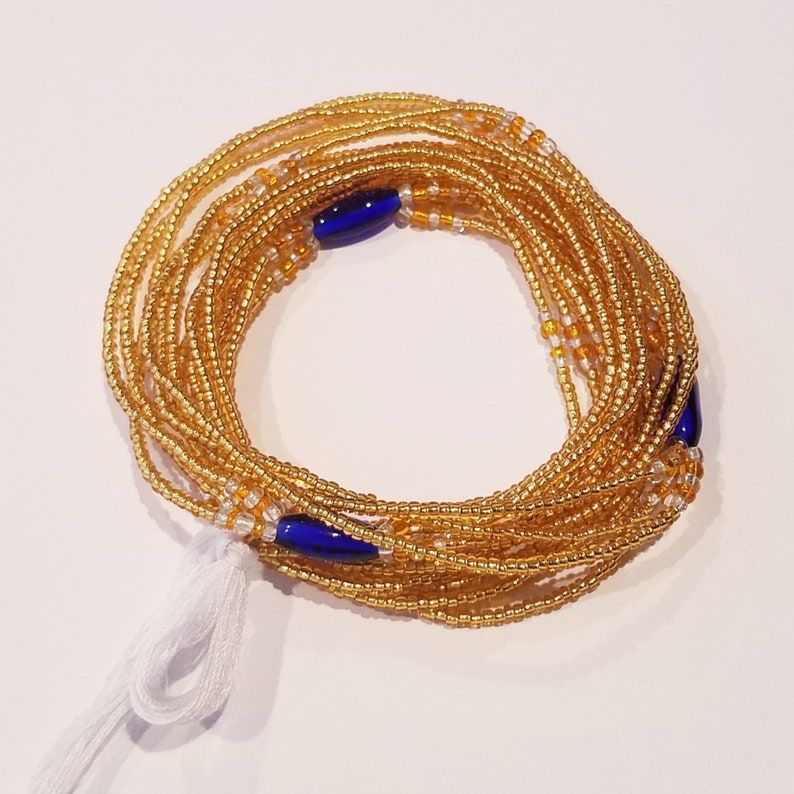 Black 3-in-1 Style African Waist Beads Tie-On Strand 42 Inch