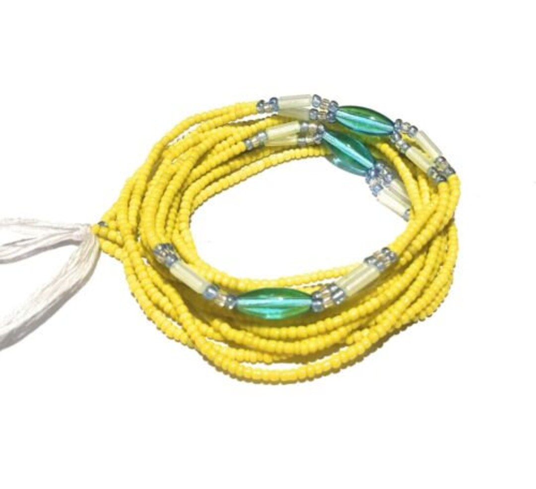 2in1 Yellow Waist Beads With Glowinthedark Accent Beads, 42 Inch