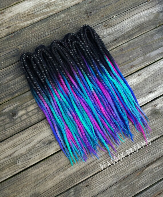 Double Ended Smooth Wool Dreadlocks Midnight Cosmos Black Etsy