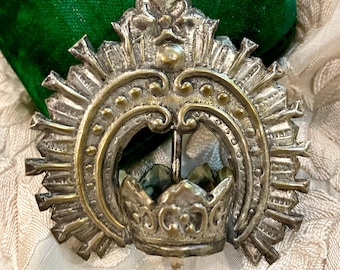 Antique 19th Century Halo Crown Tiara 800 Silver Repoussé Work For Virgin Christ Santos Doll Free Shipping