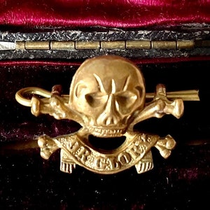 Antique 19th Century Skull and Crossbones Death or Glory Brooch Button Memento Mori Free Shipping!
