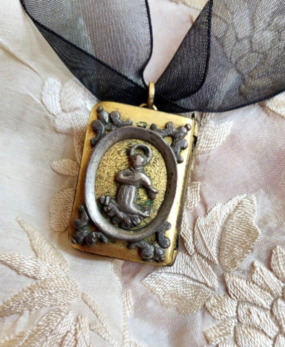 Antique 19th Century Reliquary Locket Virgin Mary & Saint in Etsy