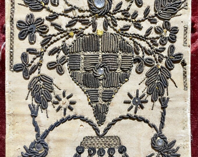 Antique 18th Century Gold Bullion Embroidery Sacred Heart Scapulary Ex