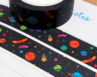 Cinta washi - Space Buddies - Decoración colorida para scrapbooking, papelería y agendas - Cinta de papel