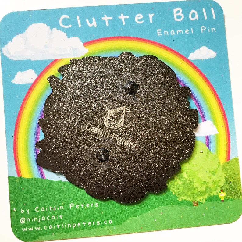 Rose Gold or Black Nickel Metal Clutter Ball Video Game Inspired Deluxe Large Hard Enamel Pin Shiny Flair Lapel Pin