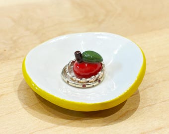 Fruity Trinket Dish - Catchall Bowl - Jewelry Holder - Ceramic Piece - Hand Built Stoneware Clay Sculpture - Miniature Art