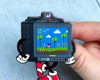 Speedy Buddy Video Game Enamel Pin · Fast Hedgehog · Retro Console ·  Shiny Flair Lapel Pin