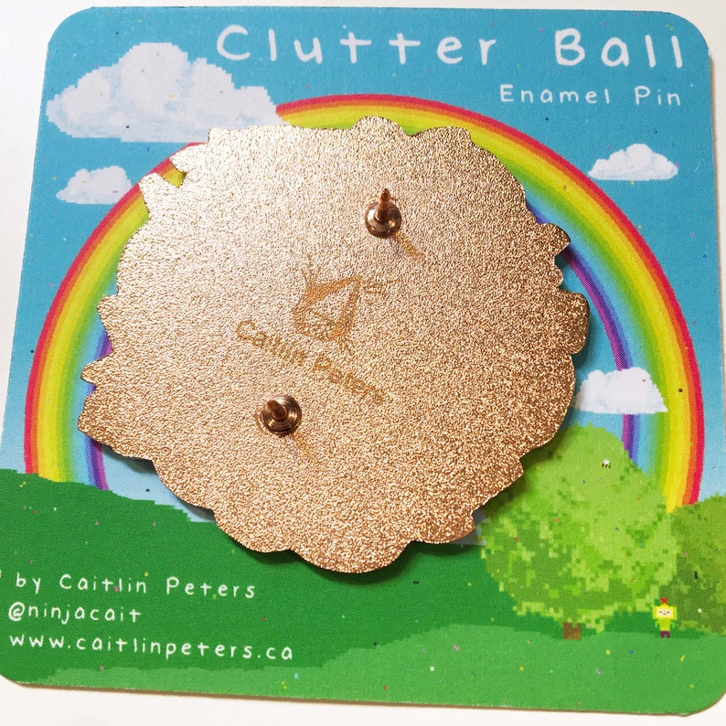 Rose Gold or Black Nickel Metal Clutter Ball Video Game Inspired Deluxe Large Hard Enamel Pin Shiny Flair Lapel Pin
