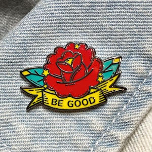 The Good Flower Enamel Pin · A "Tattoo Shop Flash" Pin · Old School/ Traditional Tattoos ·  Shiny Flair Lapel Pin