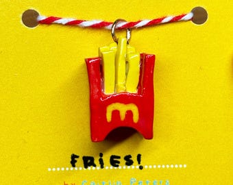 French Fries · Handmade Ceramic Necklace/Bracelet · Stoneware Clay