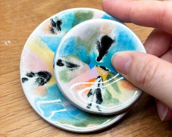 Abstract Trinket Dish - Catchall Bowl - Jewelry Holder - Ceramic Piece - Hand Built Stoneware Clay Sculpture - Miniature Art