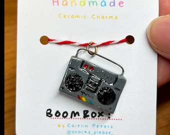 Boombox Charms · Handmade Ceramic Necklace/Bracelet · Stoneware Clay