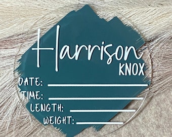 Personalized Birth Stats Baby Announcement Baby Name Sign with Birth Stats Newborn Name Sign Acrylic Stats Sign Baby Keepsake